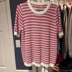 Striped Red gray White Knit Top
